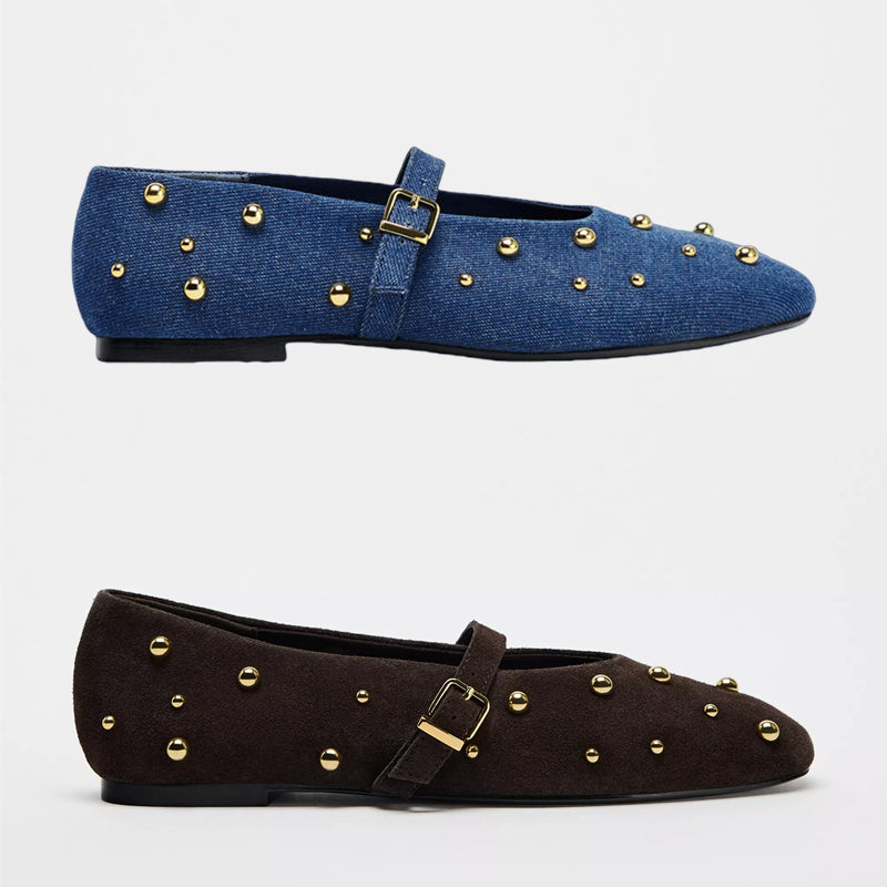 ZA 2024 Autumn New Arrival Women's Shoes Brown Boots Leather Ballet Style Flat Sneakers Mary Jane Flats