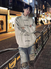 Populyar Tövsiyə | Wang Anyu's Stilində Zamşa Qatlanan Düyməli Yeni Çin Stilində Tang Kostyumlu Dayaq Yaxalı Gödəkçə JZ9927