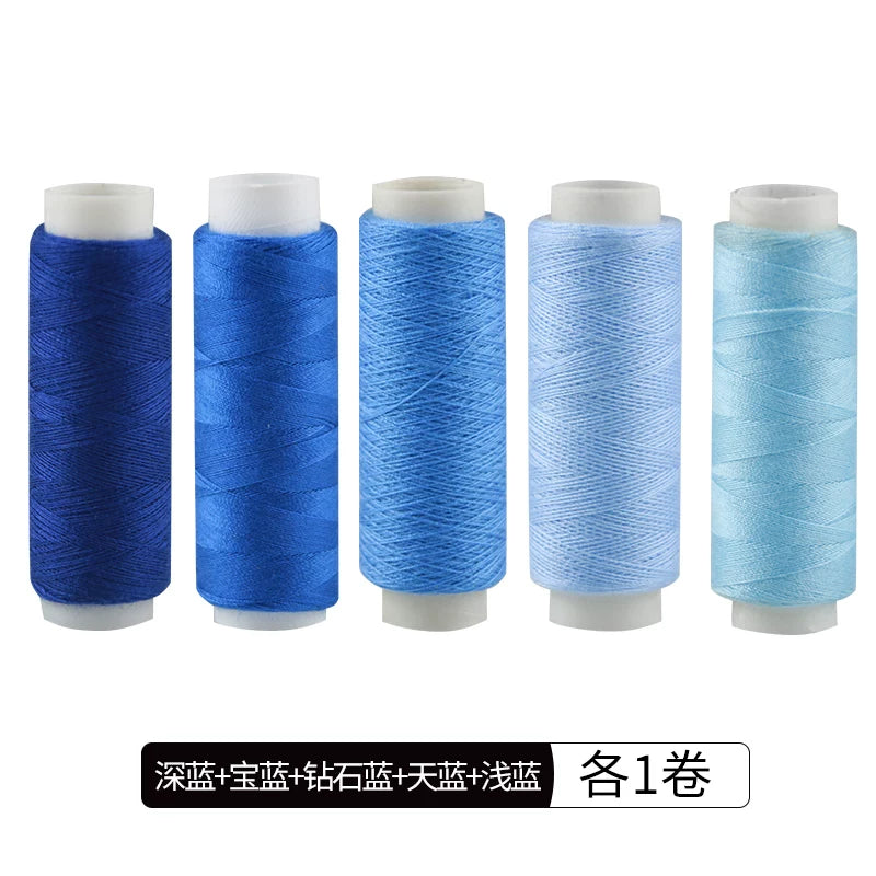 Kiçik rulon rəngli ev əl tikiş ipi tikiş maşını ipi 402 polyester ağ ip nazik ip qara əl tikiş iynəsi ipi