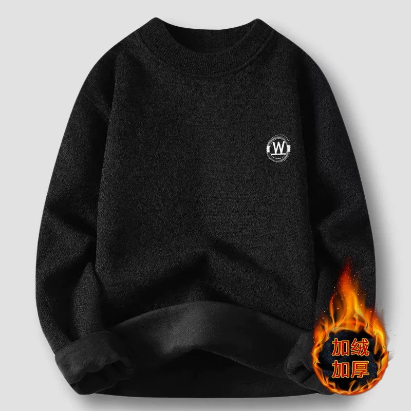 Kişilər üçün bir hissəli yun sviter, yeni payız və qış modası, isti şenil yun astarlı alt paltarı, kişilər üçün dairəvi yaxalı trikotaj geyim.