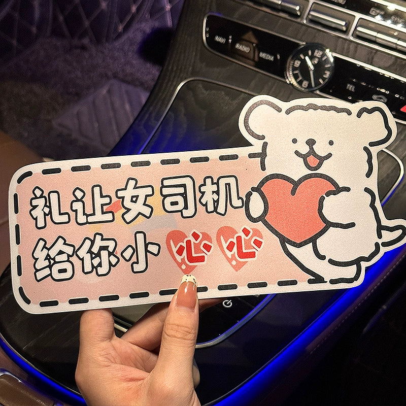 2025 Yeni Gələn Avtomobil Etiketləri Başlayan Sürücü üçün Avtomobil Etiketi Maqnit Emişli Yolda Sevimli Təcrübəli Qadın Sürücü Yansıtıcı Etiket Sızma Qapağı