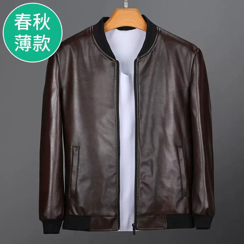 2024 Payız/Qış Yeni Kişilər üçün Yaxalıqlı İşgüzar Gündəlik PU Dəri Gödəkçə, Yun Astarlı və Qalınlaşdırılmış Motosiklet Gödəkçəsi