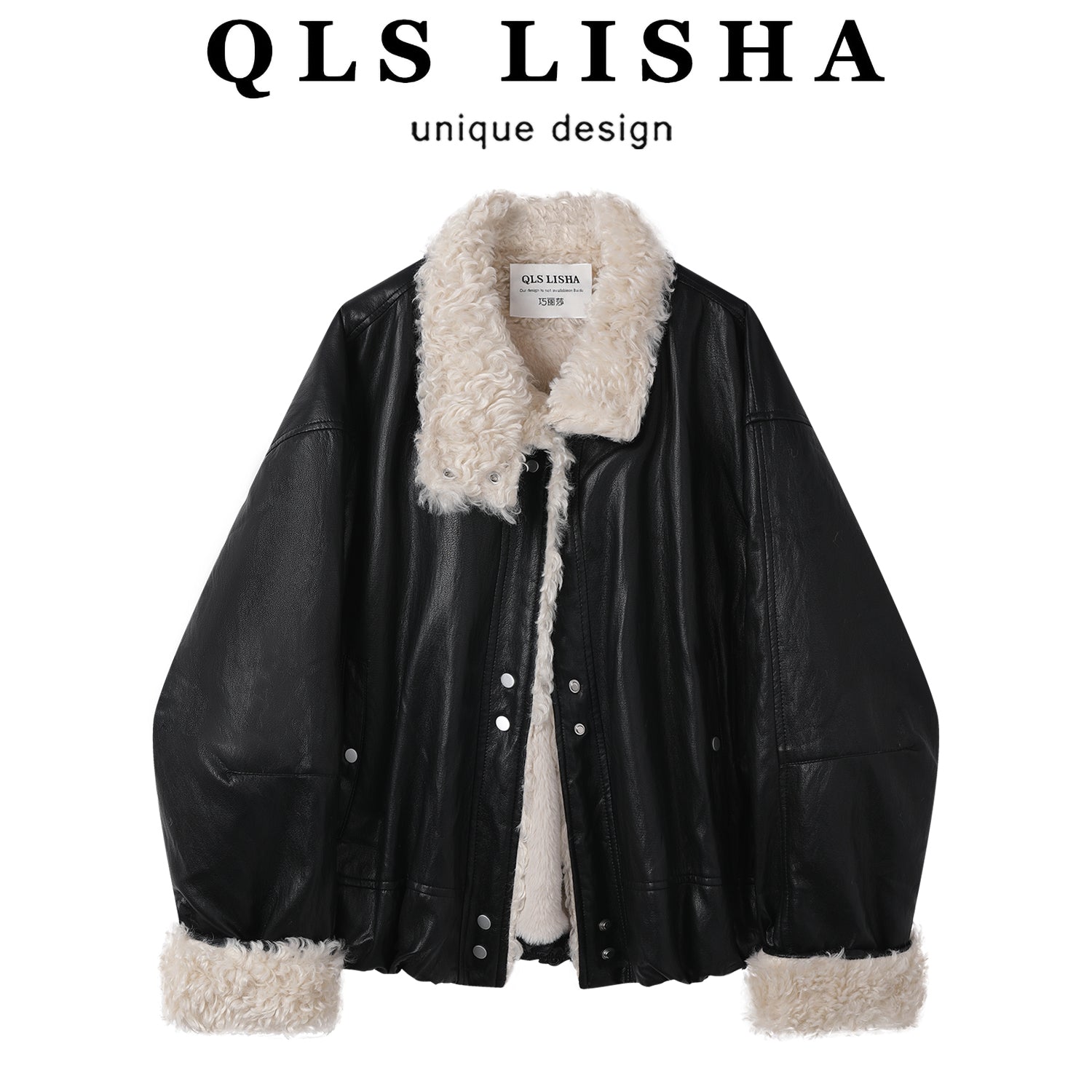 Cholisa Lambswool Yaxa Dəri Gödəkçə, Qalınlaşdırılmış Yun Astarlı Palto, Qadınlar üçün 2026 Yeni Qış Amerika Motosiklet Gödəkçəsi