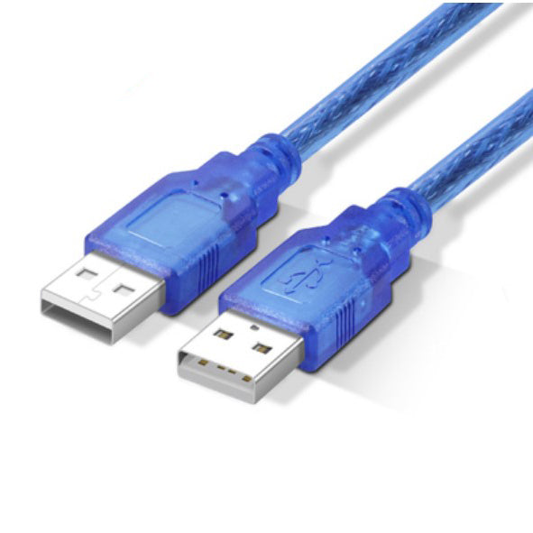 USB kişidən kişiyə məlumat kabeli tam mis ikiqat qorunan şəffaf mavi USB2.0A kişidən A kişiyə sabit disk məlumat kabeli