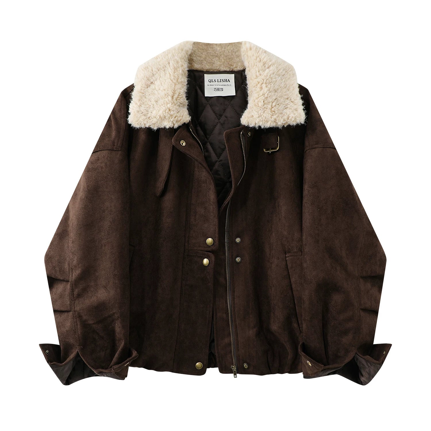 Chorlisa Qadın Qış Pambıqlı Gödəkçə 2025 Yeni Stil Xəz Yaxalıqlı Zamşa Gödəkçə Motosiklet Gödəkçəsi Qalınlaşdırılmış Yorğanlı Üst