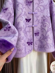 Yüksək səviyyəli, müasir Çin üslubunda palto, 2025-ci ilin qış yeni üslubu, bu ilin məşhur qadınlar üçün retro Tang kostyum topu.