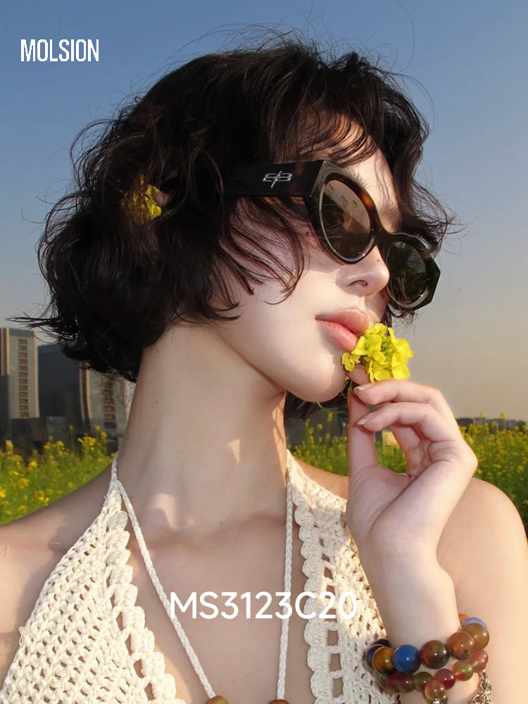 Mosen retro tısbağa qabığı rəngli yüksək səviyyəli polarizasiyalı anti-UV dar çərçivəli pişik gözü günəş eynəyi qadınlar üçün MS3123