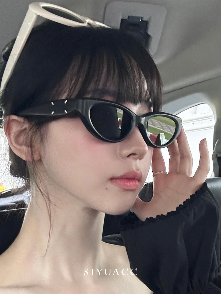 Yoo Jimin'in eyni günəş eynəyi Koreya stili y2k yay səyahət fotoşəkili günəşdən qoruyucu günəş eynəyi qız eynəkləri saç aksesuarları