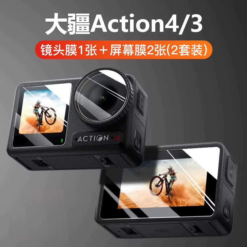 Shiqifan DJI Osmo action5pro temperli film üçün uyğundur Action HD ar film stikerləri əks əks etdirməyən ön və arxa ekranlar Dji Action4/3 kamera linzaları əks etdirmə əleyhinə aşağı əks etdirən film