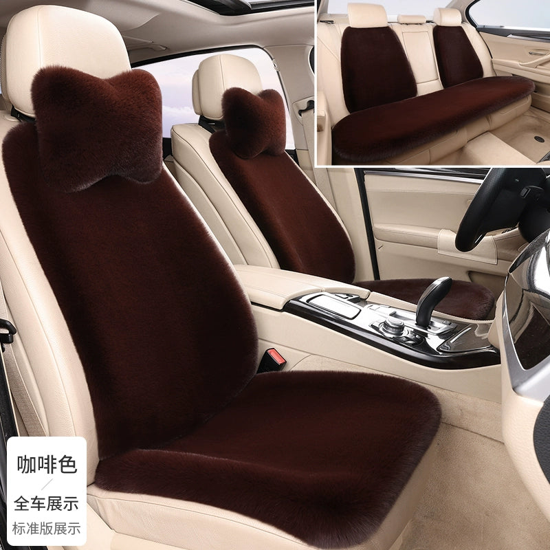 Avtomobil Oturacaq Yastığı Qış Doldurulmuş İstilik Texniki Qalınlaşmış Tək Oturacaq Arxa Sıra Sürüşməyən Tək Parça Üç Parçalı Dəst Neytral Yün Yastıq Dovşan Xəzi İmitasiya