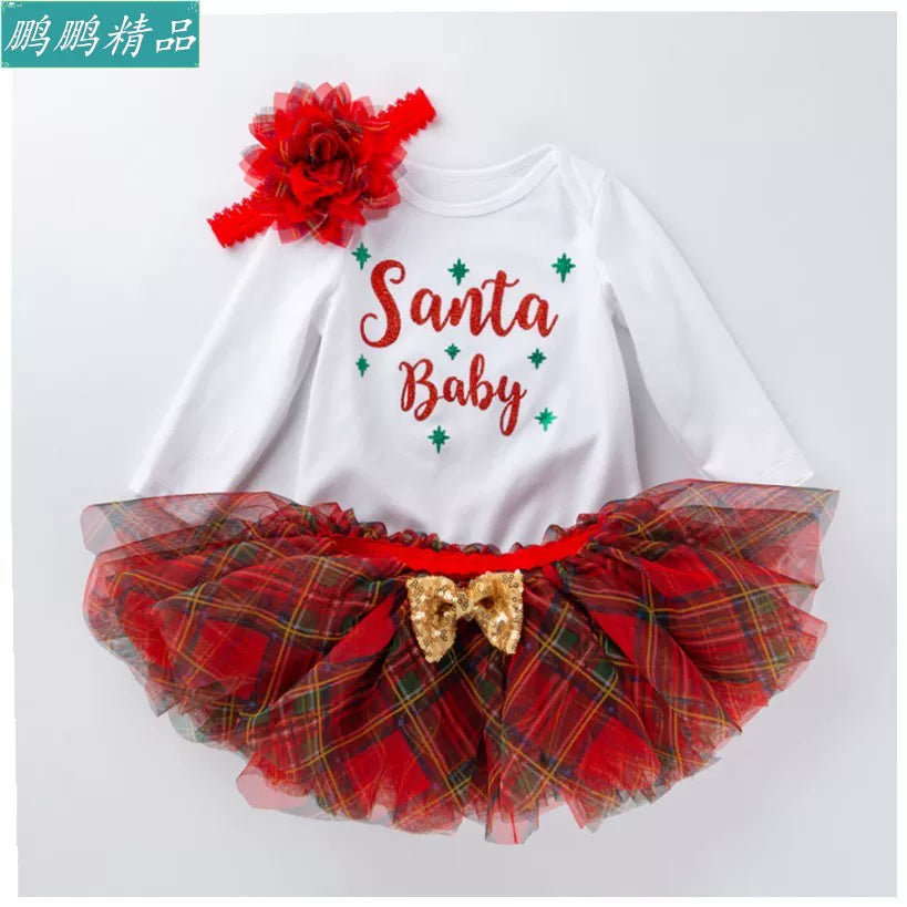 Uşaq geyimləri, uşaq Milad kostyumu, körpə geyimi uzun Milad donu