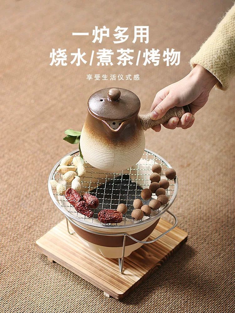 Qovrulmuş südlü çaydan, qazan, soba, çaydan, soba dəsti, aksesuarlar komplekt, qışda böyük tutumlu, quruda yandırmaq olar