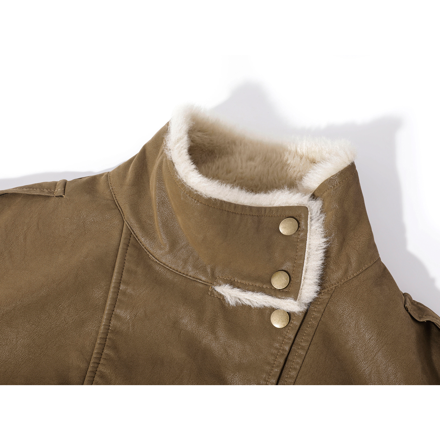 Cholisa Amerika Retro Quzu yunlu dəri gödəkçə Qadın qış yun astarlı qalın motosiklet gödəkçəsi