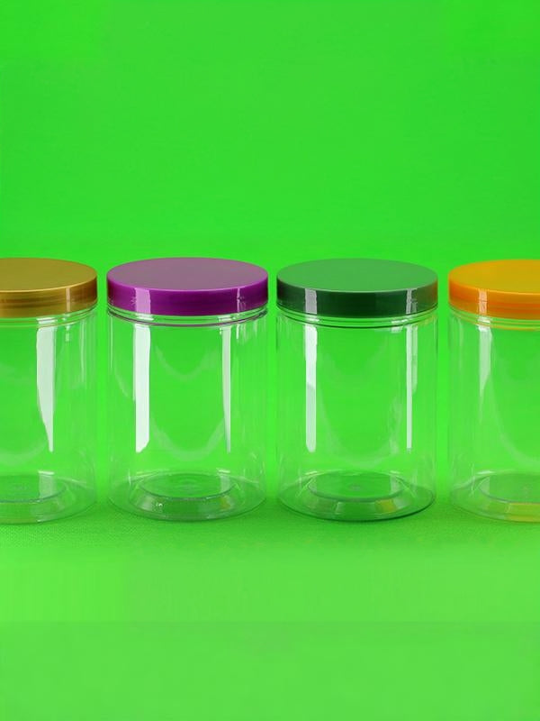 8512-40 Şəffaf möhürlənmiş banka PET qida dərəcəli plastik qab biskvit qablaşdırma qabı çiçək çay şüşəsi qapaqlı plastik şüşə