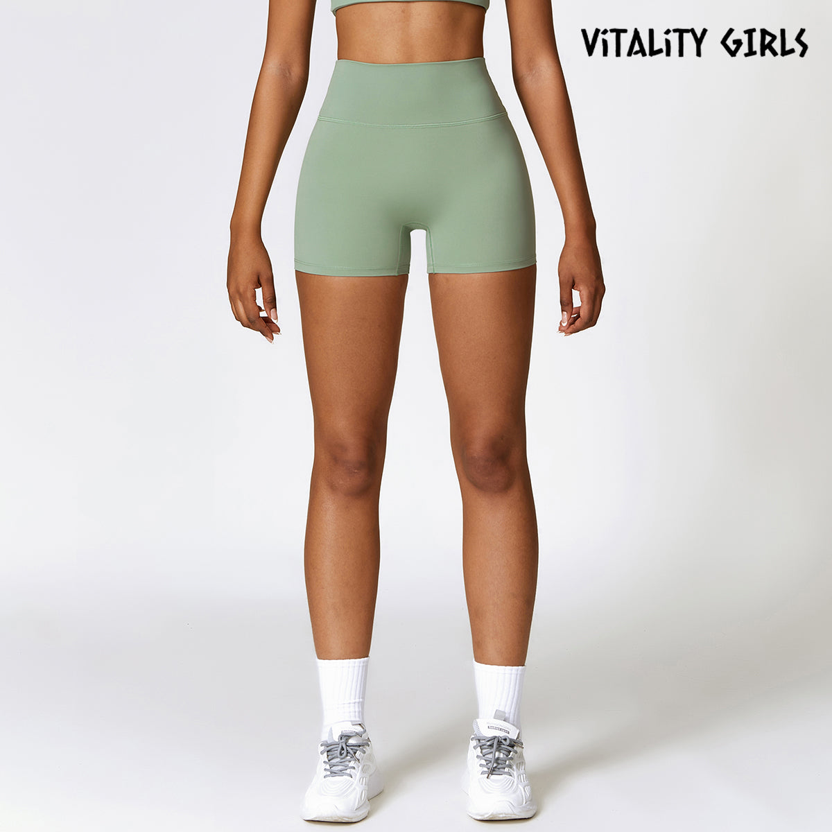 Vitality Girls tez quruyan tikişsiz fitnes şortu qadın roll əleyhinə yoqa geyinmək dar idman üç rüb şalvar yüksək bel