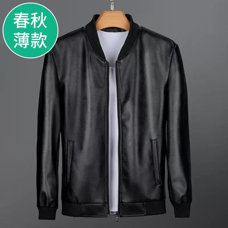 2024 Payız/Qış Yeni Kişilər üçün Yaxalıqlı İşgüzar Gündəlik PU Dəri Gödəkçə, Yun Astarlı və Qalınlaşdırılmış Motosiklet Gödəkçəsi