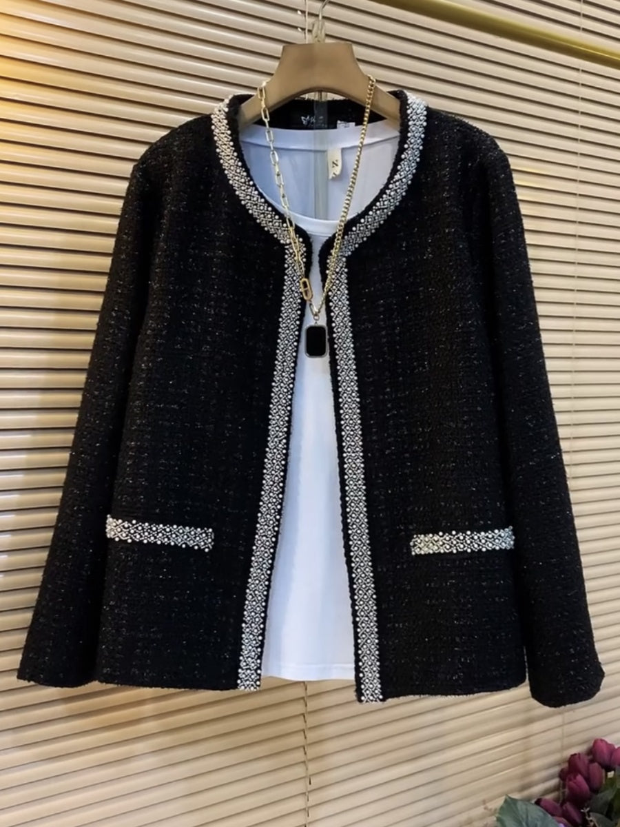 Plus Size Women's Clothing 2025 Spring New Arrival Chanel Style Jacket for Women, Slimming for Curvy Women, Fall/Early Fall and Spring/Autumn Styles