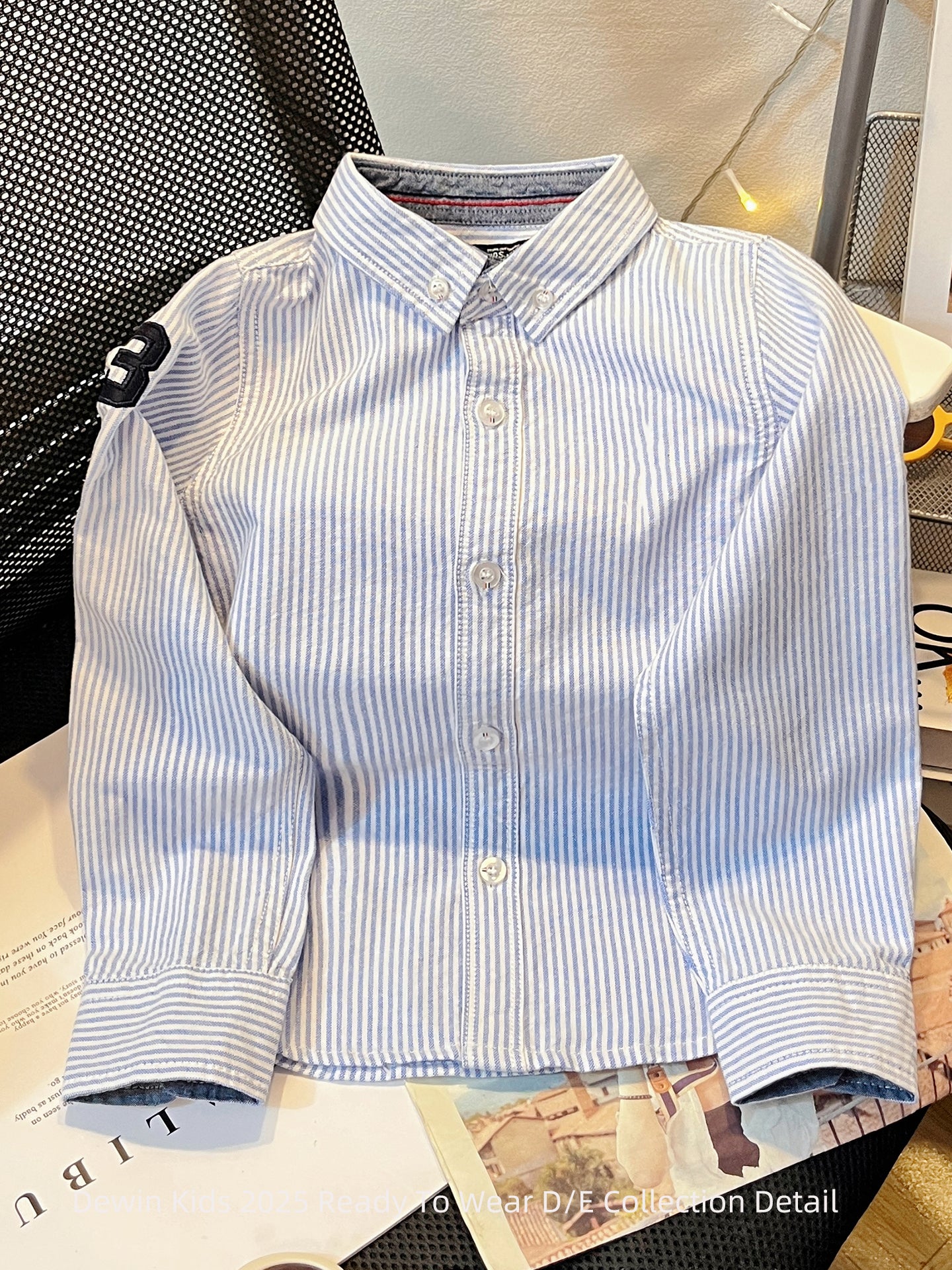 DEWIN yaz və payız üçün uşaq geyimləri, zolaqlı uzunqollu oğlan köynəkləri, 6-12 yaşlı oğlanlar üçün şık uşaq köynəkləri ixrac edir.