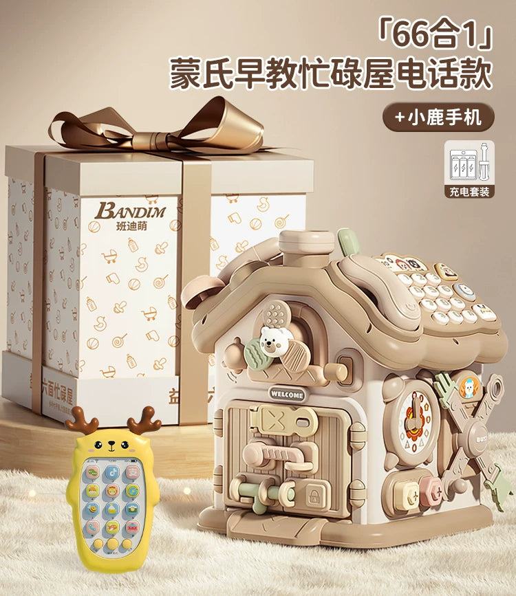 0-3 yaşlı uşaqlar üçün altıbucaqlı körpə oyuncağı, erkən uşaqlıq təhsili, Montessori səbəb-nəticə əlaqəsi, məşğul qutu, forma uyğun ev