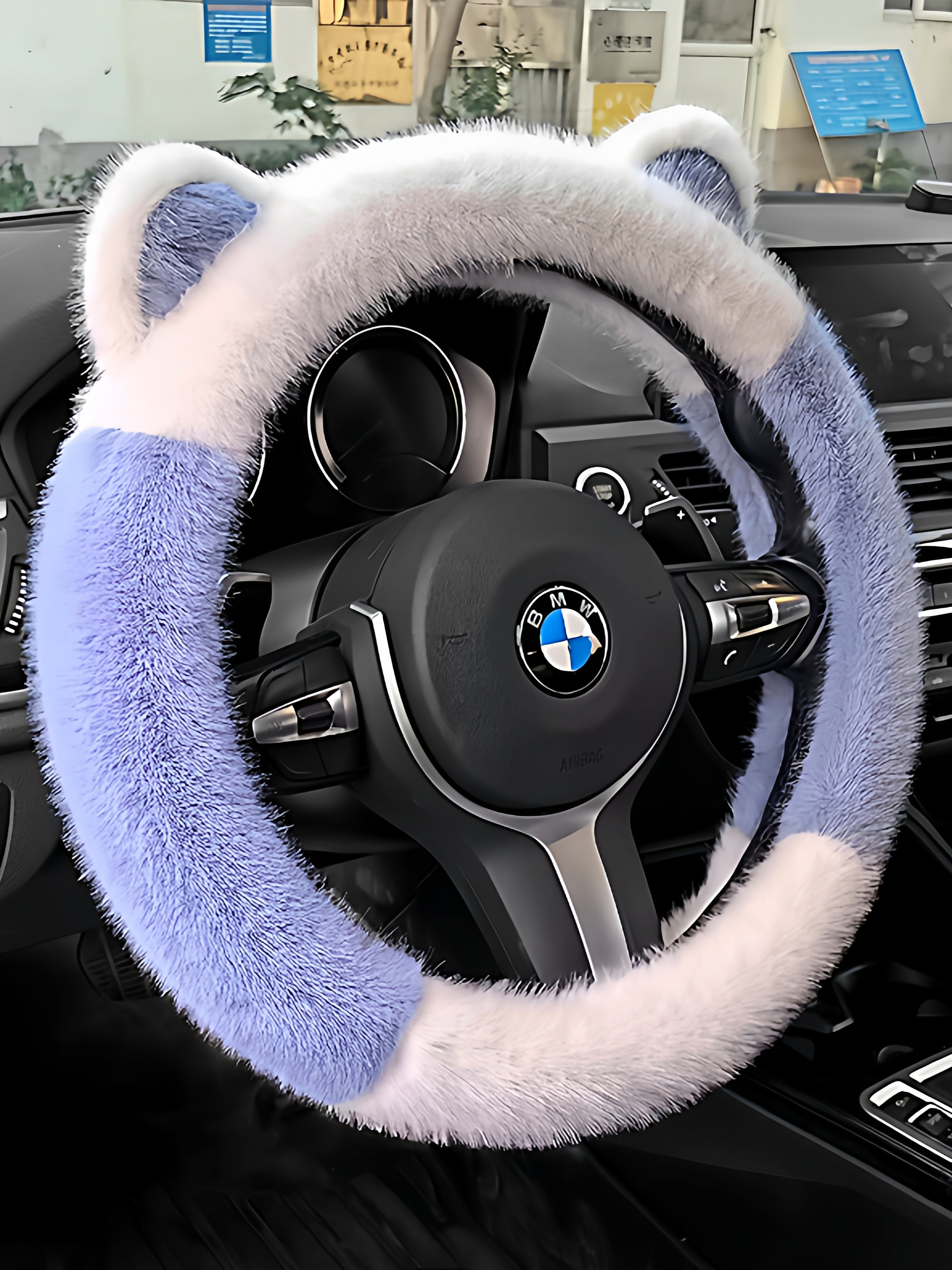 Luxury ear steering wheel cover, winter warmth and cold protection, popular online goddess car steering wheel cover, universal type.