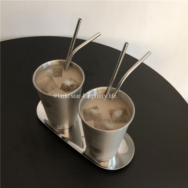 Koreya üslublu ins qəhvə mağazası buzlu latte qəhvə fincanı metal soyuq su fincanı kapuçino paslanmayan poladdan məşhur süd fincanı