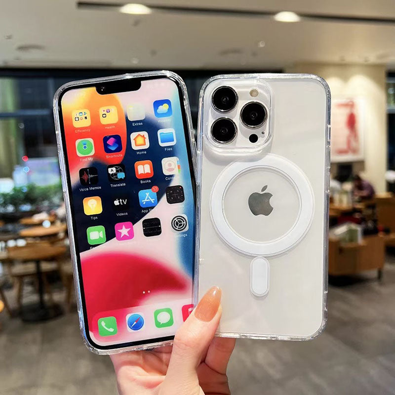 iPhone 16 mobil telefon qutusu 17 üçün uyğundur maqnit düşməyə qarşı iPhone 16promax/16PRO şəffaf maqnit sərt çanta 15pro Apple 13 sadə MagSafe qoruyucu örtük 14pm/11/p