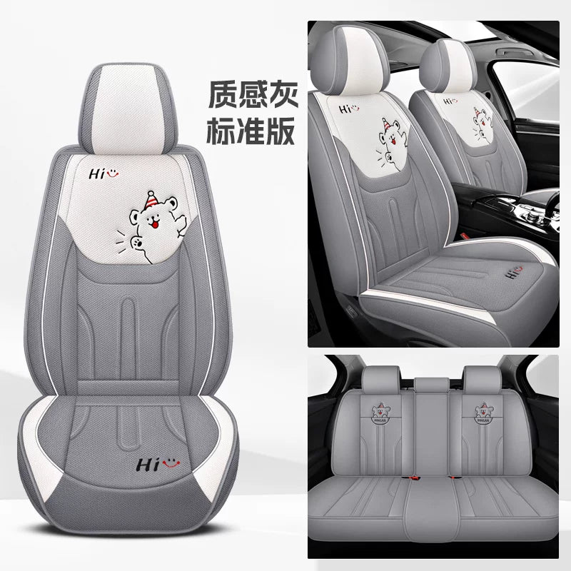 Avtomobil oturacağı yastıqları, qış kətan oturacaq üzləri, bütün mövsümlər üçün, tam örtüklü pambıq və kətan parça oturacaq yastıqları, cizgi filmi mövzulu oturacaq üzləri.