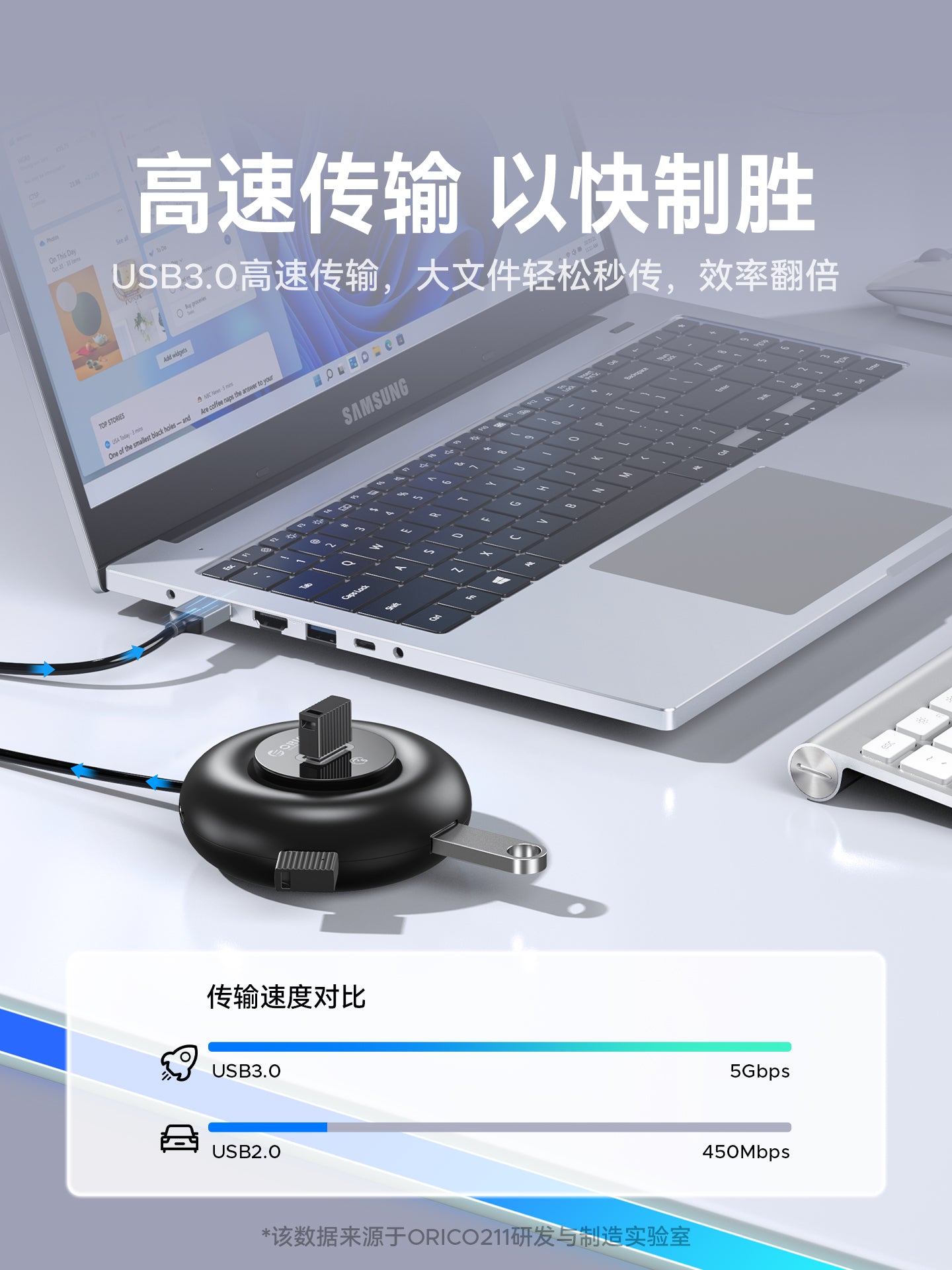 Orric usb interfeysi genişləndirici mərkəzi hub birdən ikiyə uzatma kabeli genişləndirici dok tipc splitter birdən dördə noutbuk xarici U disk çevirmə konnektoru SD/TF oxuyucusu
