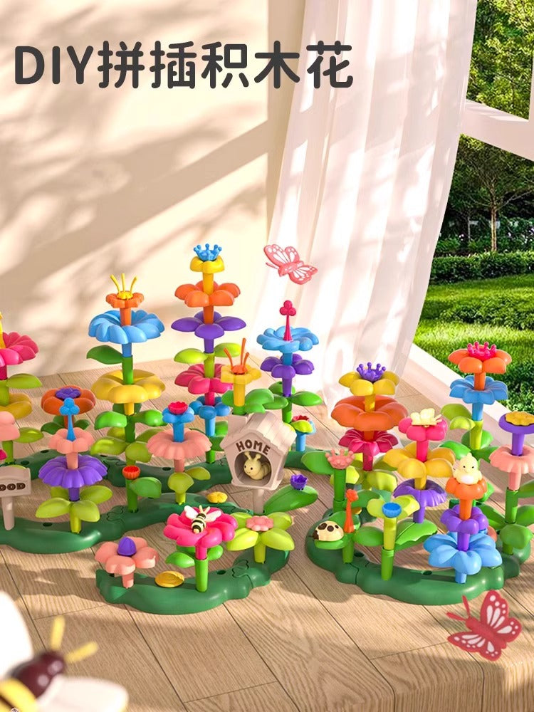Qızlar üçün DIY Bağ Tikinti Blokları Çiçək Dəsti 3 Zəka İnkişaf Etdirmək üçün Çiçək 4 Uşaq Təhsil Oyuncağı 5 Uşaq Çiçək Aranjimanı Oyuncağı