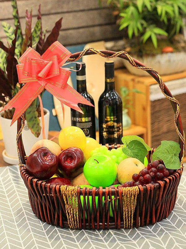 Meyvə səbəti toxunmuş əl səbəti hədiyyə səbəti kvadrat meyvə səbəti rattan meyvə səbəti meyvə qablaşdırma səbəti