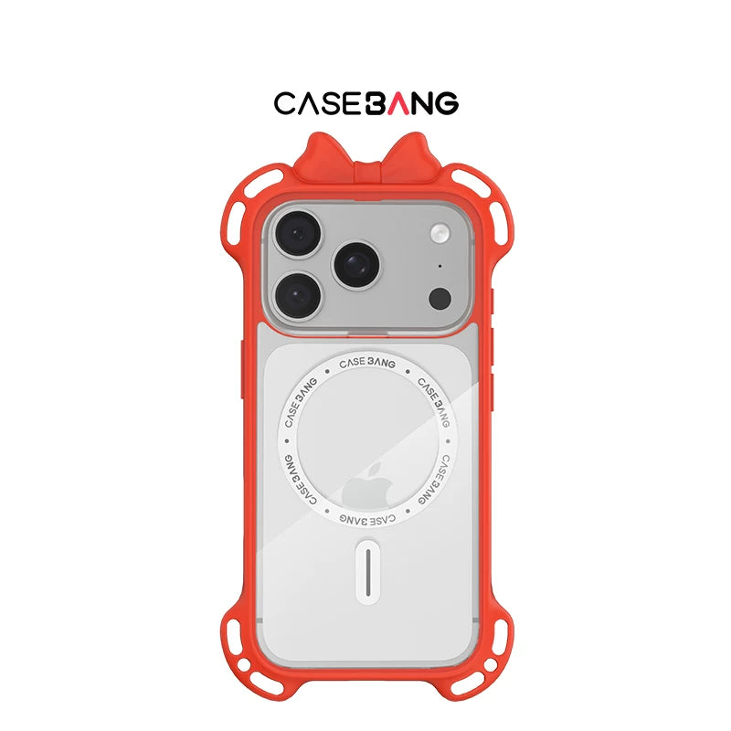 CASEBANG yay qabığı təəccüblü şəkildə dəyişdirilə bilən arxa qabıq qara/çəhrayı/qəhvəyi iPhone17ProMax/17Pro/16Pro üçün uyğun şəffaf MagSafe düşməyə qarşı Apple mobil telefonunun qoruyucu qutusu
