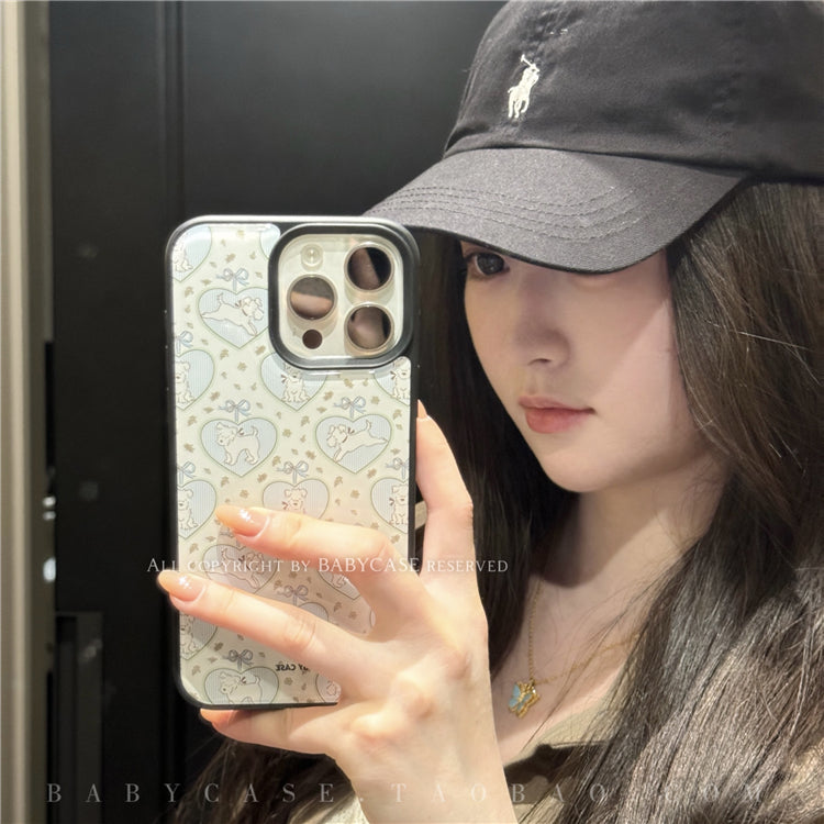 BABYCASE Yapon və Koreya moda nişanı INS kollec üslubunda West Highland White Terrier it sevgi ürək çiçəyi mobil telefon qutusu iPhone16/15/14ProMax Apple 13pm/12 üçün uyğundur