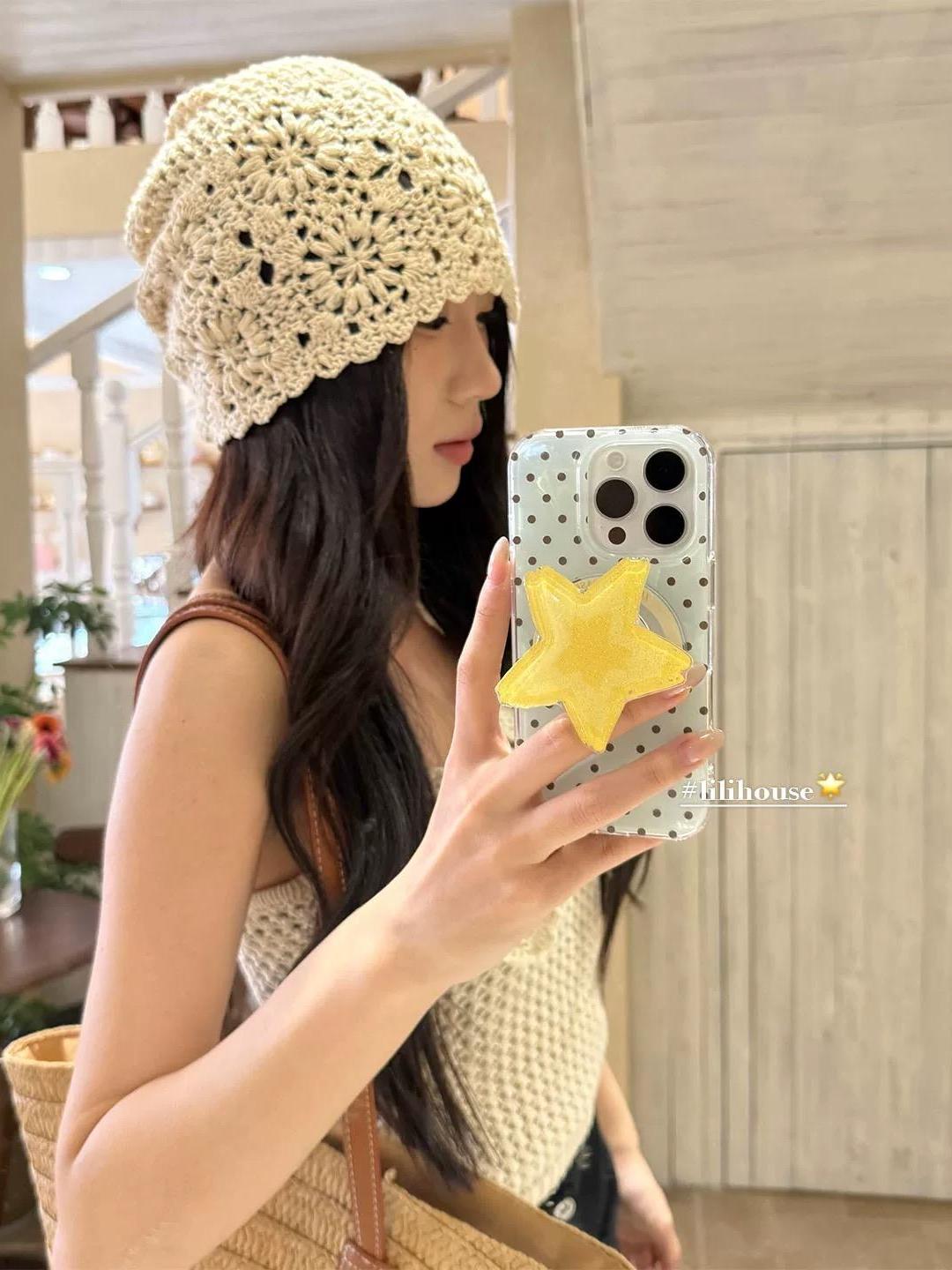 Yay nanə yaşıl polka nöqtəli sarı ulduzlu maqnit tutucu Apple 16 mobil telefon qutusu iPhone 15 qız modeli 13/12 payız əleyhinə 11PROMAX hər şey daxil S/XR yeni məhsul 7/8 yumşaq qutu 14PLUS