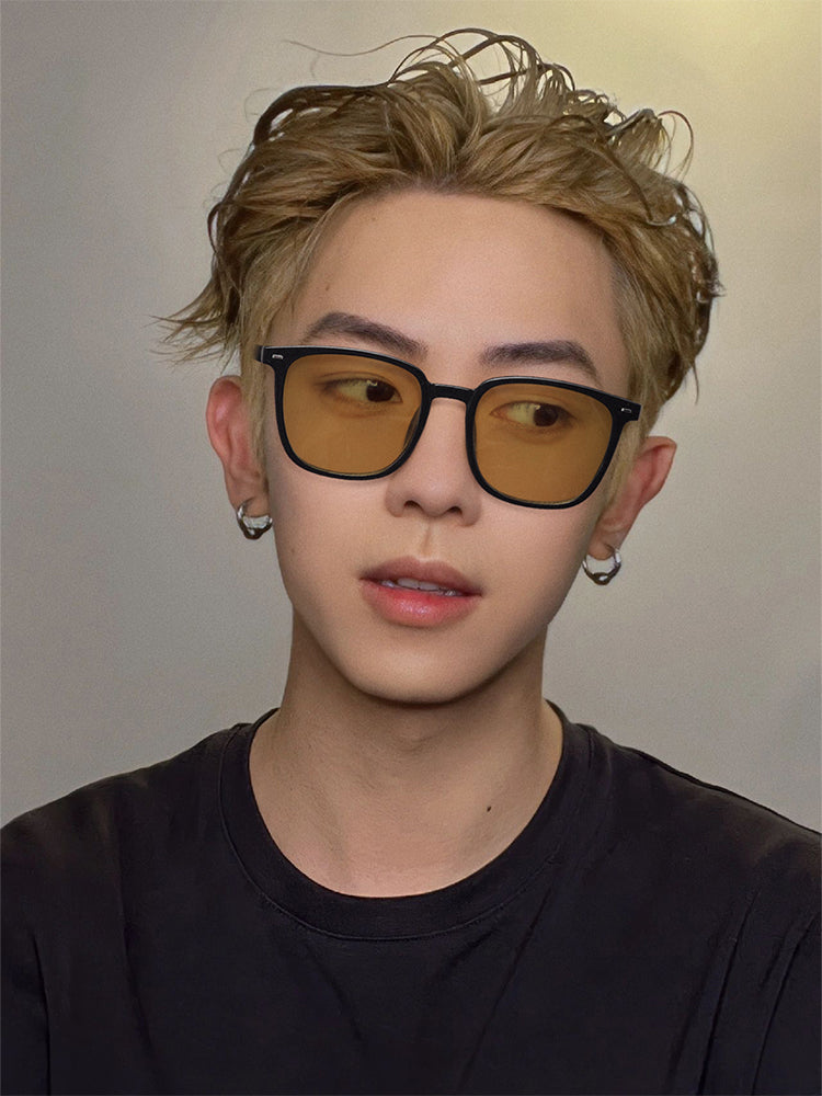 Kişilər üçün qara çərçivəli qəhvəyi gün eynəyi 2026 yeni stil dəbli kvadrat sürücülük xüsusi yüksək səviyyəli böyük üz miopiyası günəş eynəyi