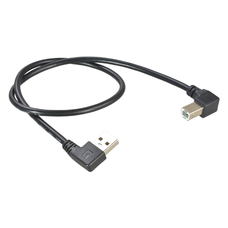 Çap surəti kabeli USB-B-dən USB-A kvadrat portuna düz bucaqlı L-formalı 90 dərəcə kompüter Epson Canon Brothers USB2.0A kişidən B kişiyə (Tip B/BM) uyğun 90° dirsək məlumat kabeli