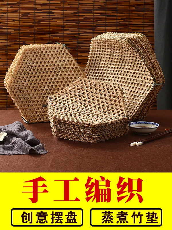 Bambuk toxuculuq altıbucaqlı balıq güveç ızgarası Bamboo Da Bambuk pörtlədilmiş balıq pasta əleyhinə döşək Kiçik bambuk tor Bambuk rəndəsi Bambuk buxarda hazırlanmış dilimlər əllə toxunmuş