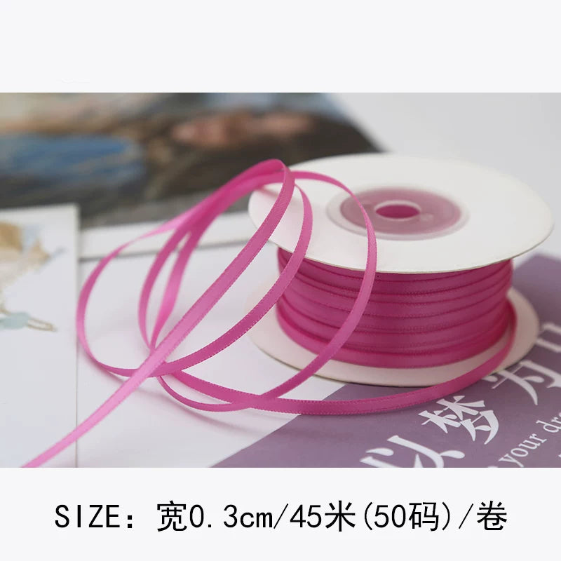 0,3 sm şifrəli iki tərəfli polyester lent toy yayı yüksək səviyyəli hədiyyə qablaşdırma ipək lent 3 mm nazik lent