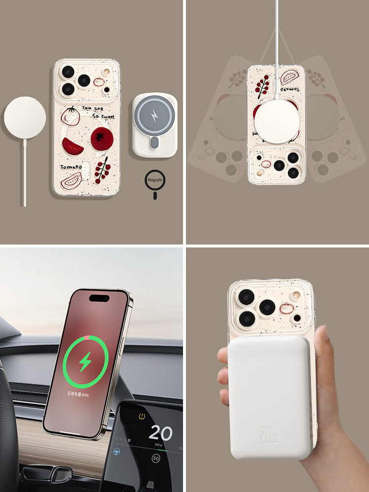 Uston Apple 17promax mobil telefon qutusu üçün uyğundur, maqnit emiş iphone17 sevimli 17air super gözəl görünüşlü 14 sıçrayan mürəkkəb pomidor 13 şəffaf düşməyə qarşı 15pro stendli 17pro tam örtüklü
