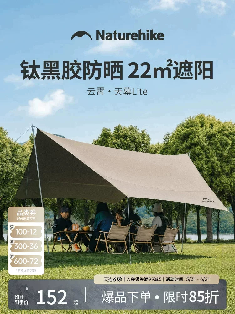 naturehike Noke Yunxiao seriyası titan qara rezin örtüklü çadır açıq düşərgə avadanlığı küləyə davamlı günəşdən qorunma