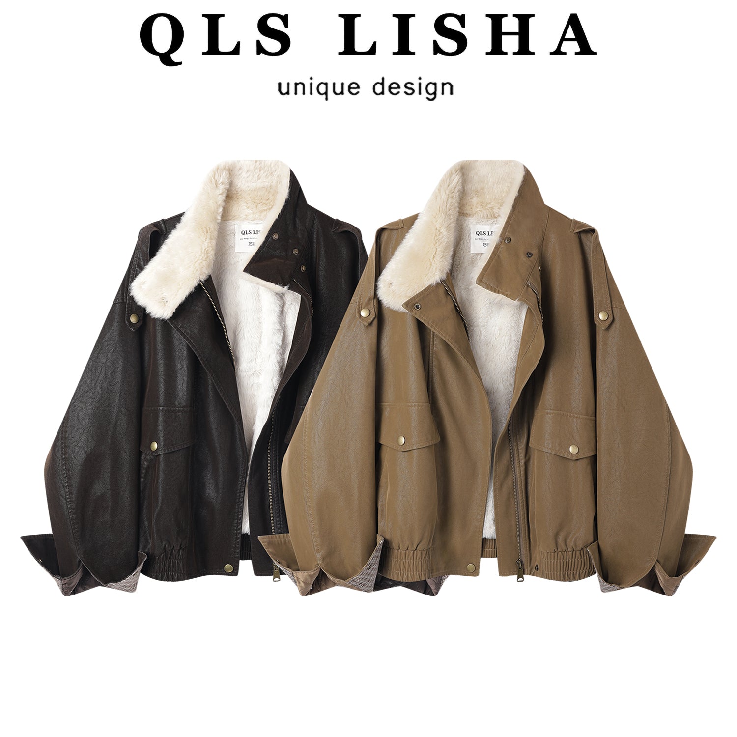 Cholisa Amerika Retro Quzu yunlu dəri gödəkçə Qadın qış yun astarlı qalın motosiklet gödəkçəsi