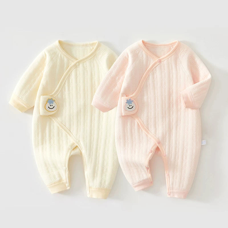 2 hissəli yeni doğulmuş körpə geyimləri dəsti, payız və qış bodiləri, təmiz pambıqdan isti və qalınlaşdırılmış körpə pijamaları, qış kombinezonları