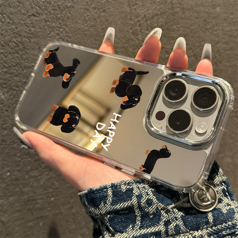 ins dachshund puppy apple 16 15plus apple 14 üçün uyğun Promax mobil telefon qutusu güzgüsü iPhone17 makiyaj güzgüsü xr/xs Huawei Pura70 yüksək səviyyəli p50 sadə Mate30