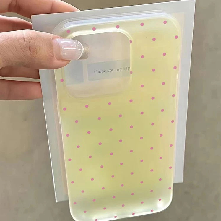 Ins üslubunda Koreya üslubunda çəhrayı polka nöqtə iPhone16pro cib telefonu üçün uyğundur Apple 17ProMax rəngli böyük dəlik 15plus şaxtalı 14/13/12mini yumşaq qabıq sadə 11 yıxılmağa qarşı qoruyucu örtük XR
