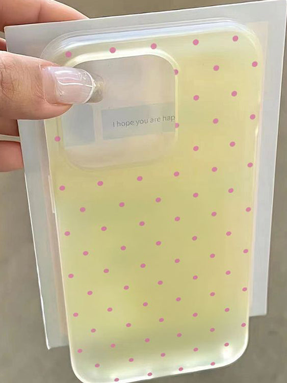 Ins üslubunda Koreya üslubunda çəhrayı polka nöqtə iPhone16pro cib telefonu üçün uyğundur Apple 17ProMax rəngli böyük dəlik 15plus şaxtalı 14/13/12mini yumşaq qabıq sadə 11 yıxılmağa qarşı qoruyucu örtük XR