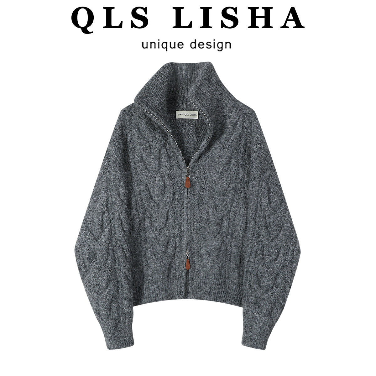 Chola Lisa'nın Qadınlar, Payız və Qış üçün Tənbəl və Zərif Yüksək Yaxalı Boz Qalın Sviter - Unikal və Super Gözəl Trikotaj Top