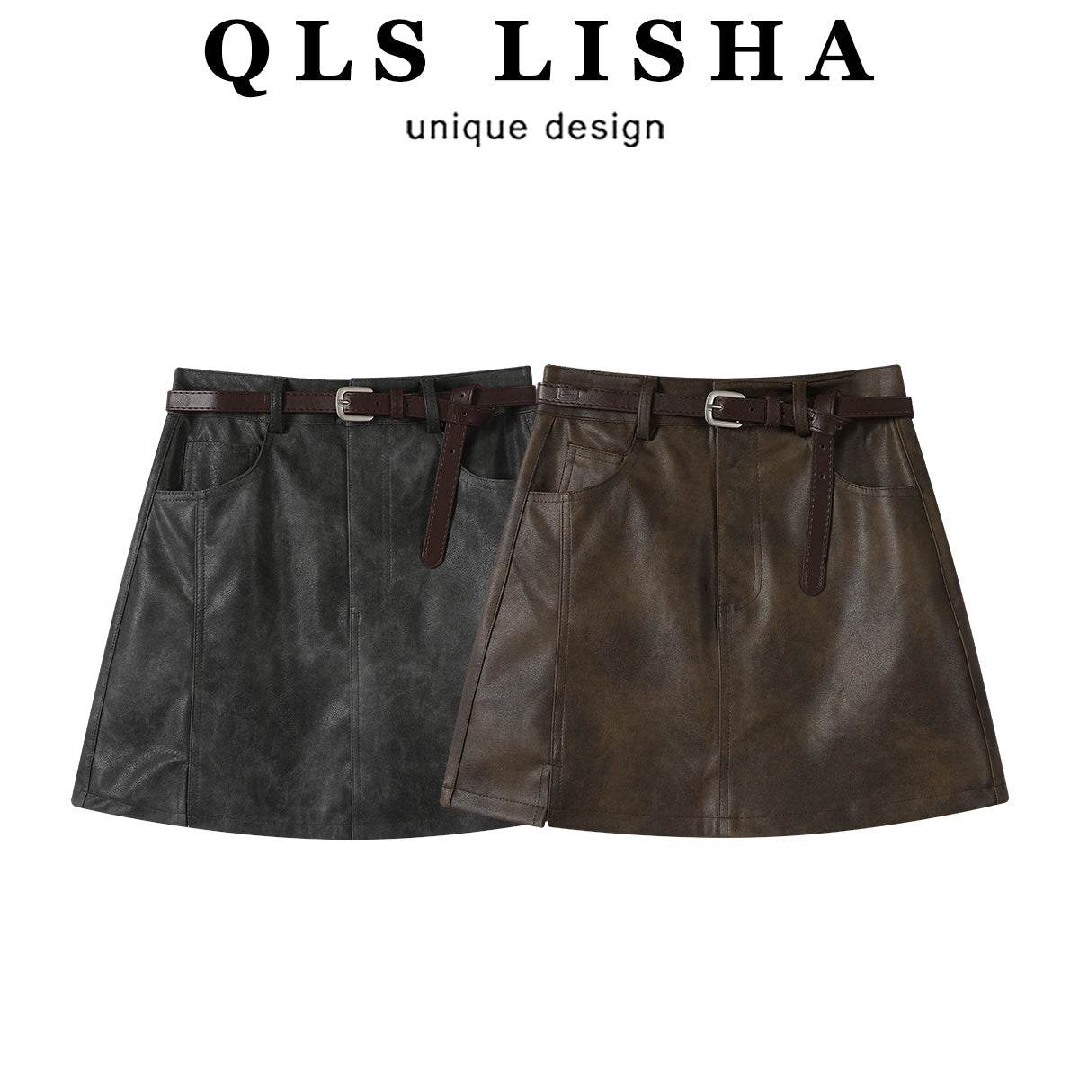 Cholisa 2026 Yaz/Payız Yeni Dəbli və Zərif Qadın Midi Ətəyi, Super Gözəl Yüksək Belli A-Xəttli Çoxfunksiyalı Dəri Mini Ətək