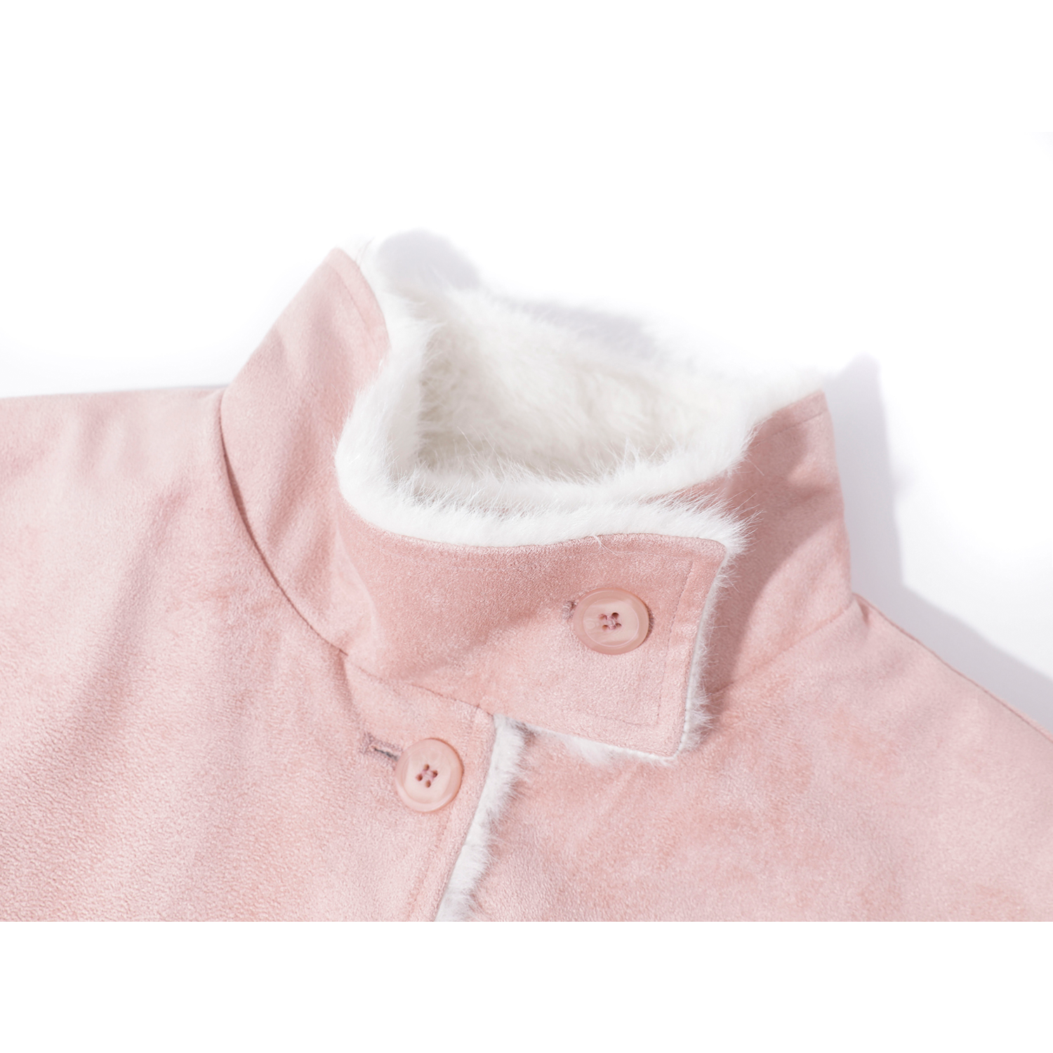 Cholisa-nın qış üçün mükəmməl olan super şirin qırmızı zamşa yun astarlı paltosu, zərif və geri çevrilə bilən uzun model.