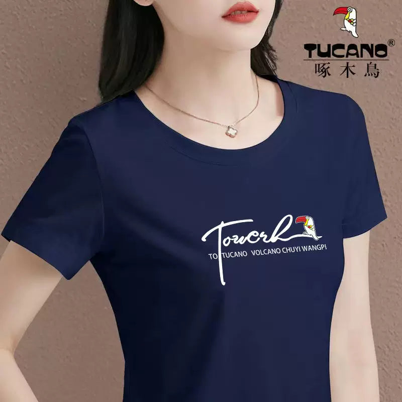 Clearance Pikap Ağacdələn Böyük Brend Xüsusi Qiymət Yeni Yay Təmiz Pambıq İncə Qısaqol Qısaqol Qadın T-shirti Böyük Ölçülü Gündəlik Top