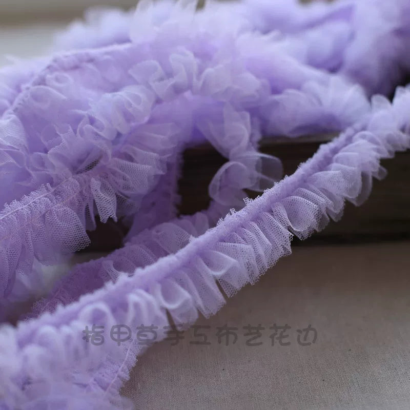 3.5CM enində yığılmış krujeva mesh şifrəli DIY papaq krujeva dekorativ manşetlər paltar kiçik kənarları aksesuarlar