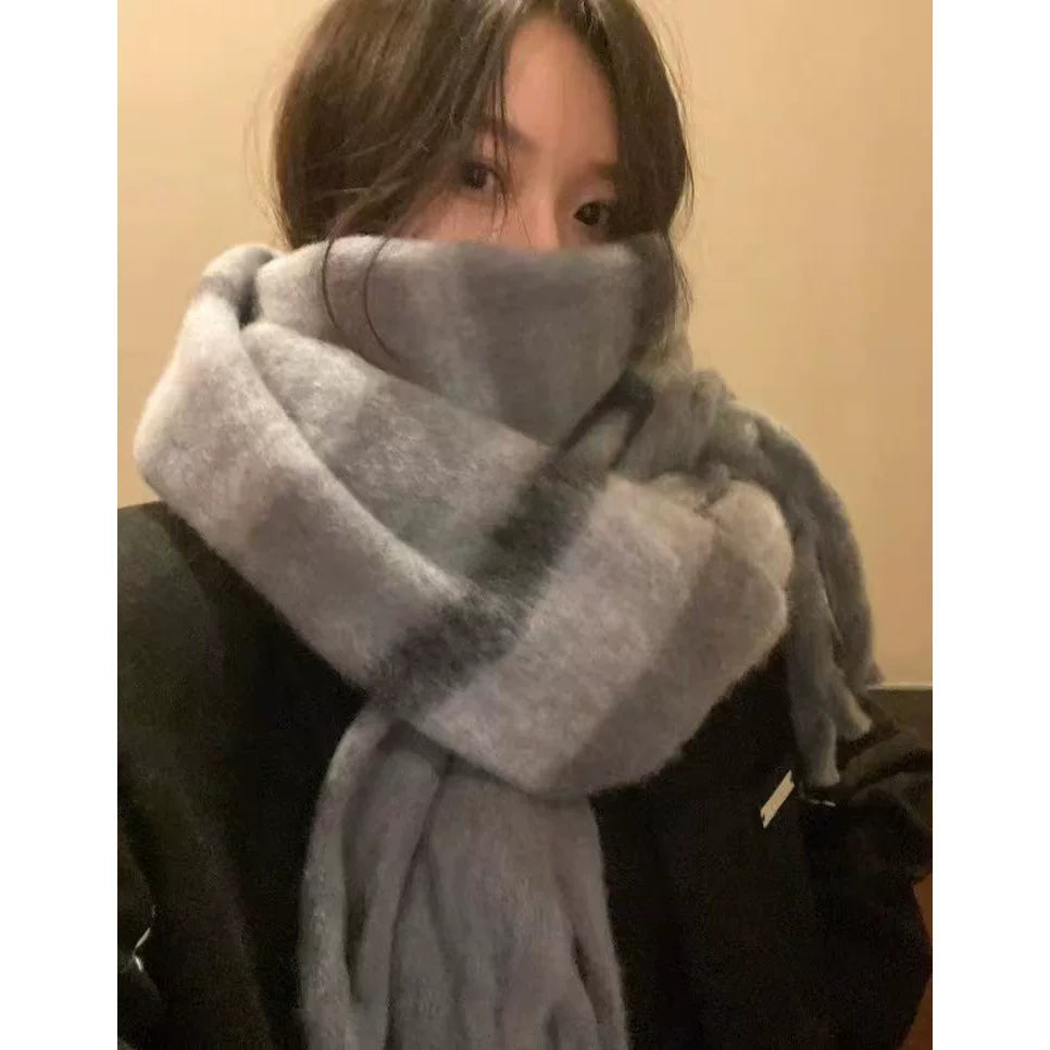 Yaşıl şarf, Koreya üslubunda, payız və qış fotoları üçün çoxfunksiyalı, yüksək səviyyəli hiss, qalın və isti boyun isidicisi, 2025-ci il üçün yeni model.